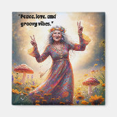 Personalisiertes Hippie Boho Grandma Custom Mushro Magnet (Vorne)