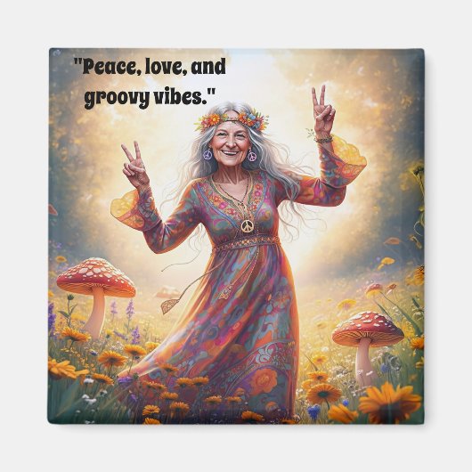 Personalisiertes Hippie Boho Grandma Custom Mushro Magnet (Vorne)