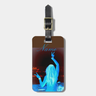 personalisiertes Hippie-Girl-Friedenszeichen Gepäckanhänger