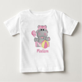 Personalisiertes Hippo mit Rattle and Ball T - Shi Baby T-shirt
