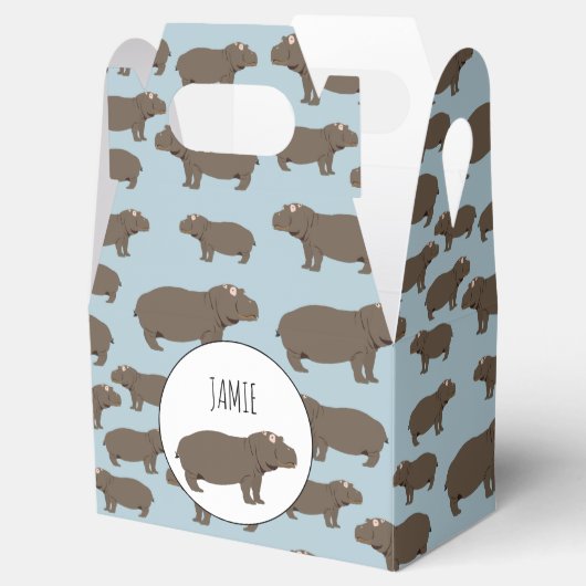 Personalisiertes Hippopotamus Hippo-Muster Geschenkschachtel (Geöffnet)