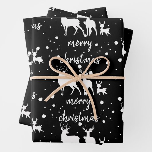Personalisiertes Hirsch & Sternmuster Weihnachtssc Geschenkpapier Set (Beispiel)