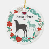 Personalisiertes Hirsch- und Kräuterjunges 1. Keramikornament (Vorne)