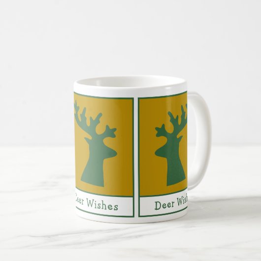 Personalisiertes Hirsche wünscht Urlaub Art Green Kaffeetasse (VorderseiteRechts)