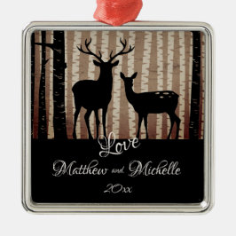 Personalisiertes Hirschpaar rustikales Wald Weihna Ornament Aus Metall