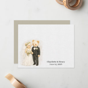 Personalisiertes Hochzeit-Bären-Paar Mitteilungskarte