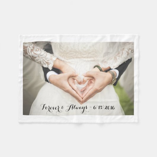 Personalisiertes Hochzeits-Foto für immer u. immer Fleecedecke (Vorderseite (Horizontal))