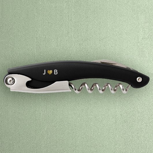 Personalisiertes Hochzeits-Herz-Paar-Monogramm Kellnermesser