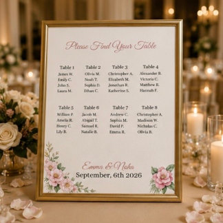 Personalisiertes Hochzeits-Sitzplan-Schild Poster