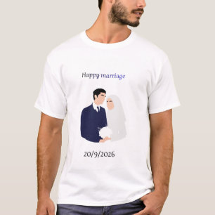 Personalisiertes Hochzeits-T-Shirt Vorder- und Rüc T-Shirt