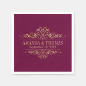 Personalisiertes Hochzeitsburgund Elegantes Papier Serviette (Vorderseite)