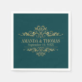 Personalisiertes Hochzeitschiff Grün Serviette (Vorderseite)