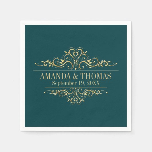 Personalisiertes Hochzeitschiff Grün Serviette (Vorderseite)