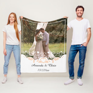 Personalisiertes Hochzeitsfest Foto rett Name und  Fleecedecke