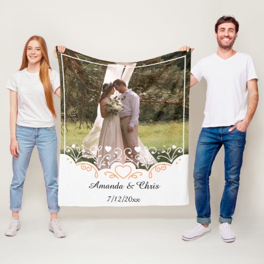 Personalisiertes Hochzeitsfest Foto rett Name und Fleecedecke (Beispiel)