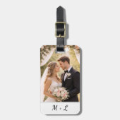 Personalisiertes Hochzeitsfoto mit Initialen Gepäckanhänger (Vorderseite vertikal)