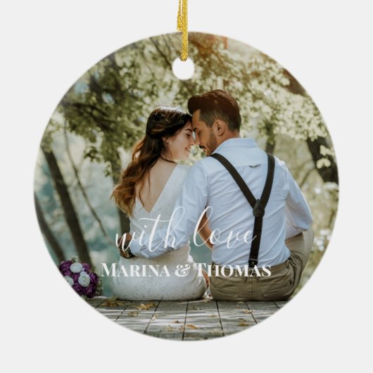 Personalisiertes HochzeitsFoto mit moderner Kallig Keramik Ornament (Hinten)