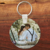Personalisiertes HochzeitsFoto mit moderner Kallig Schlüsselanhänger (Vorderseite)
