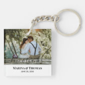 Personalisiertes HochzeitsFoto mit moderner Kallig Schlüsselanhänger (Rückseite)
