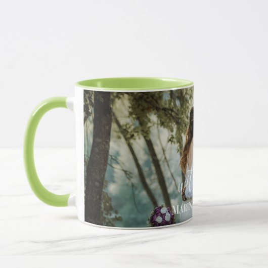 Personalisiertes HochzeitsFoto mit moderner Kallig Tasse (Links)