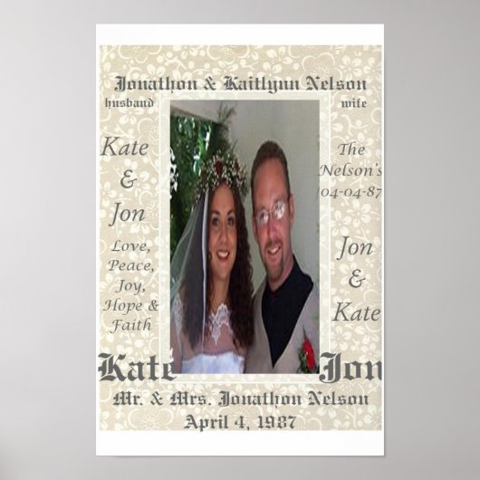 Personalisiertes HochzeitsFoto Poster (Vorne)