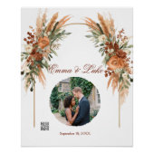 Personalisiertes Hochzeitsfoto-QR-Code-Schild | Ru Poster (Vorderseite)