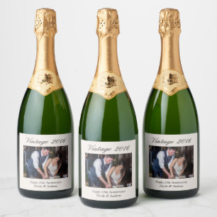 Personalisiertes Hochzeitsfoto zum 10. Jubiläum Schaumweinetikett