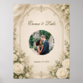 Personalisiertes Hochzeitsfotoplakat | Elegante Bl Poster (Vorne)