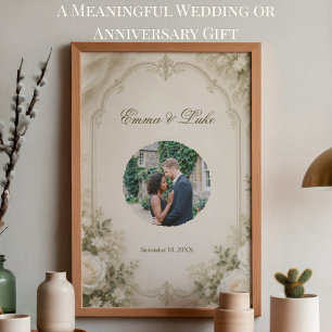 Personalisiertes Hochzeitsfotoplakat Elegante Bl Poster