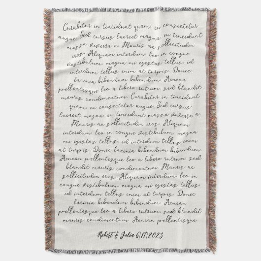 Personalisiertes Hochzeitsgedicht Decke (Vorderseite Vertikal)