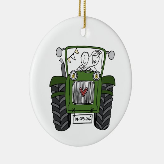 Personalisiertes Hochzeitsgeschenk für Grüne Trakt Keramik Ornament (Rechts)