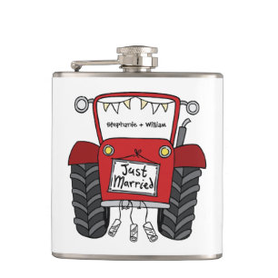 Personalisiertes Hochzeitsgeschenk für Red Tractor Flachmann