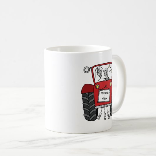 Personalisiertes Hochzeitsgeschenk für Red Tractor Kaffeetasse (VorderseiteRechts)