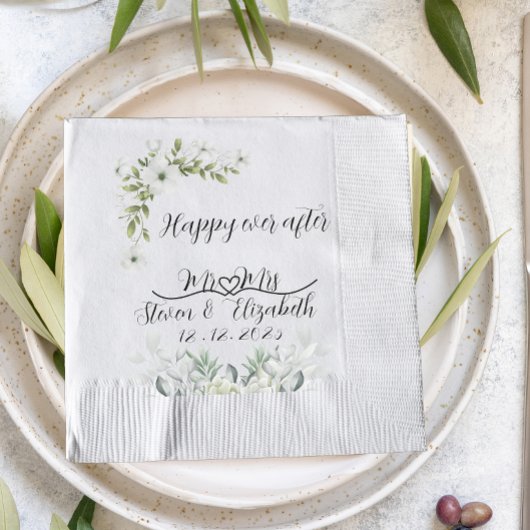 Personalisiertes Hochzeitsgeschenk glücklich bis a Serviette