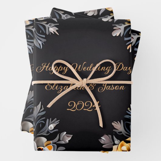 Personalisiertes Hochzeitsgeschenk Gold & Silber Geschenkpapier Set (Beispiel)