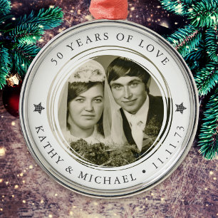 Personalisiertes Hochzeitsjubiläumsfoto Ornament Aus Metall