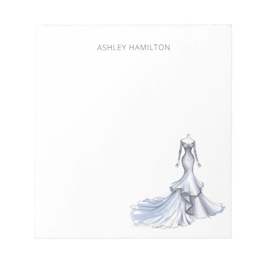 Personalisiertes Hochzeitskleid Notizblock (Vorderseite)
