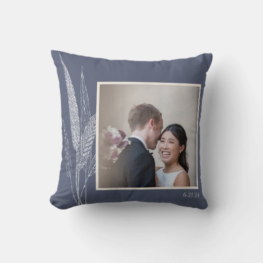 Personalisiertes Hochzeitskuppel-Foto der Botanisc Kissen (Vorderseite)