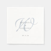 Personalisiertes Hochzeitsmonogramm-Cocktail Blau Serviette (Vorderseite)