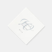 Personalisiertes Hochzeitsmonogramm-Cocktail Blau Serviette (Ecke)