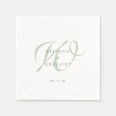 Personalisiertes Hochzeitsmonogramm-Cocktail Grün Serviette (Vorderseite)