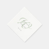 Personalisiertes Hochzeitsmonogramm-Cocktail Grün Serviette (Ecke)