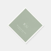 Personalisiertes Hochzeitsmonogramm Salbeigrün Serviette (Ecke)
