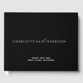 Personalisiertes Hochzeitsmonogramm Schwarz Gästebuch (Vorderseite)