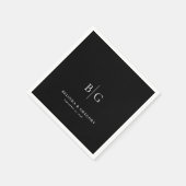 Personalisiertes Hochzeitsmonogramm Schwarz Weiß Serviette (Ecke)