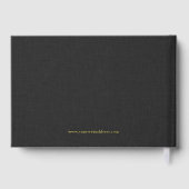 Personalisiertes Hochzeitsmonogramm schwarzer Lein Gästebuch (Rückseite)
