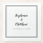 Personalisiertes Hochzeitspaar schwarz und weiß ha Glasuntersetzer (Vorderseite)