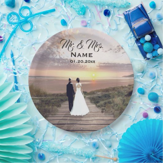 Personalisiertes Hochzeitspapier mit Foto Pappteller (Party)