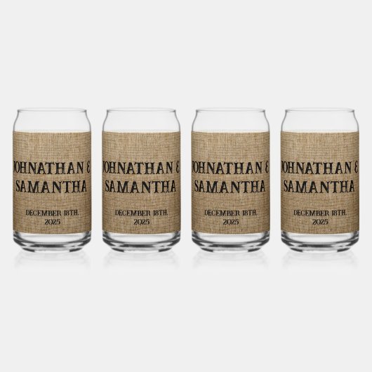Personalisiertes Hochzeitspaziermuster Dosenglas (Hinten)