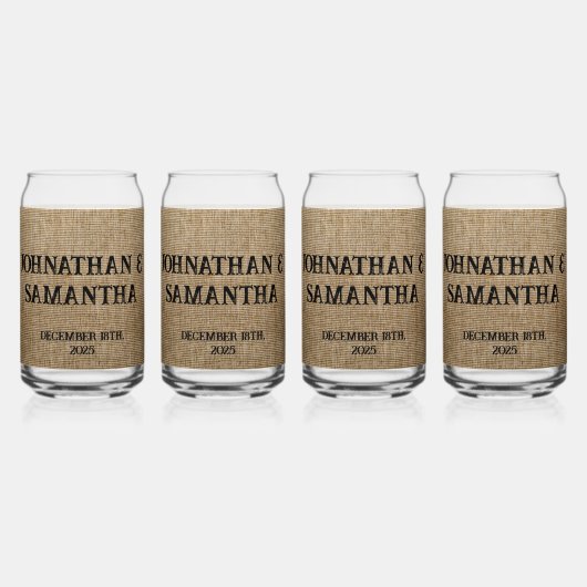 Personalisiertes Hochzeitspaziermuster Dosenglas (Vorderseite)